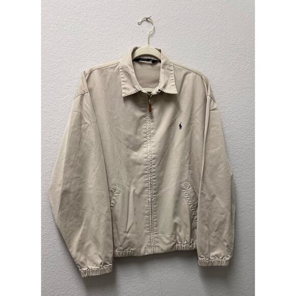 Men's Classic Khacki Zipper Jacket Polo Ralph Lauren Sz M 100% Cotton - Picture 1 of 8